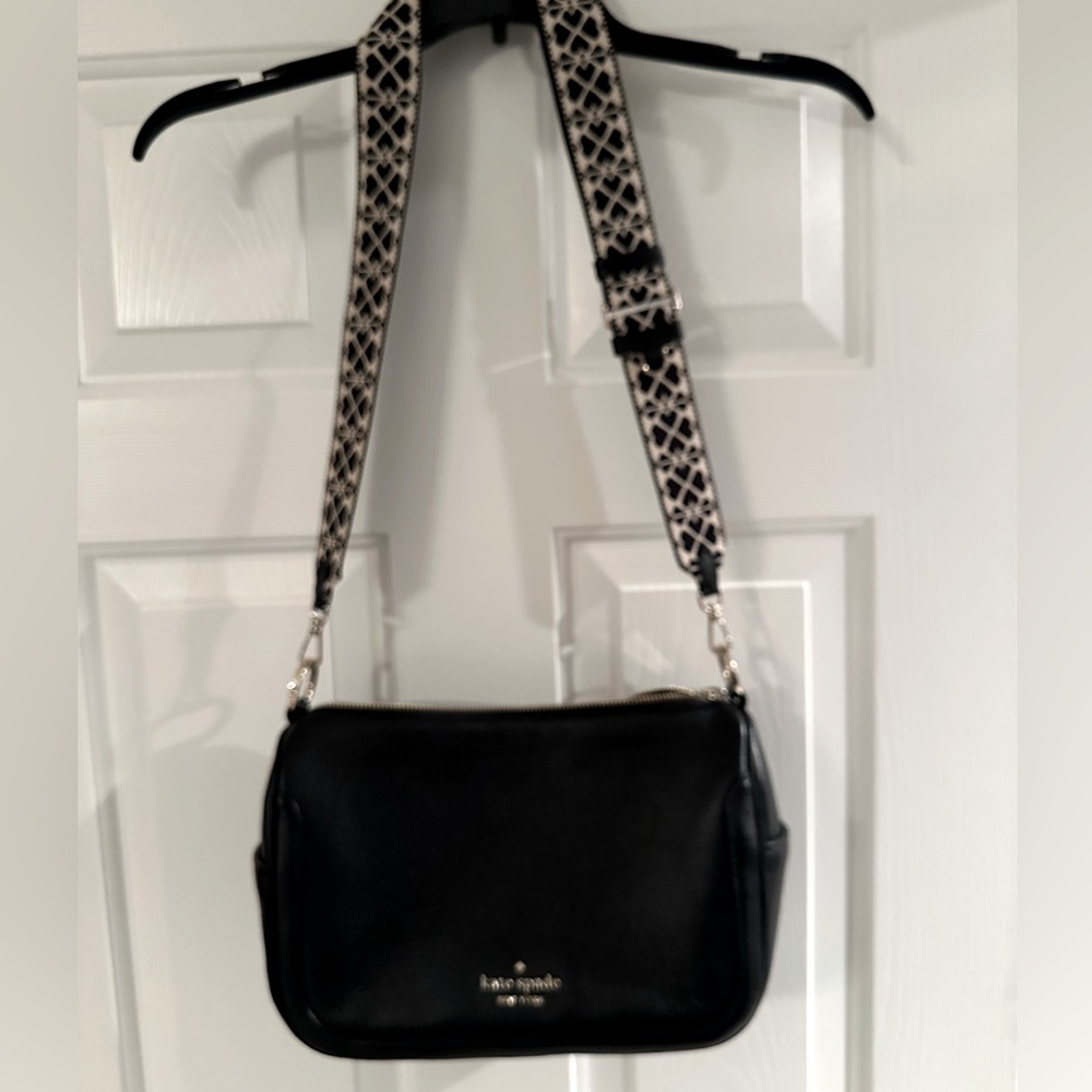 Kate Spade Black Crossbody Bag with Geometric Strap